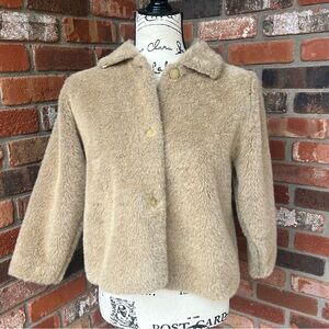 VINTAGE CROPPED TAN FAUX FUR JACKET STANBY OF SPAIN SIZE SMALL